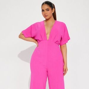 🆕 Fashion Nova Mylah Jumpsuit - Hot Pink Size 1X